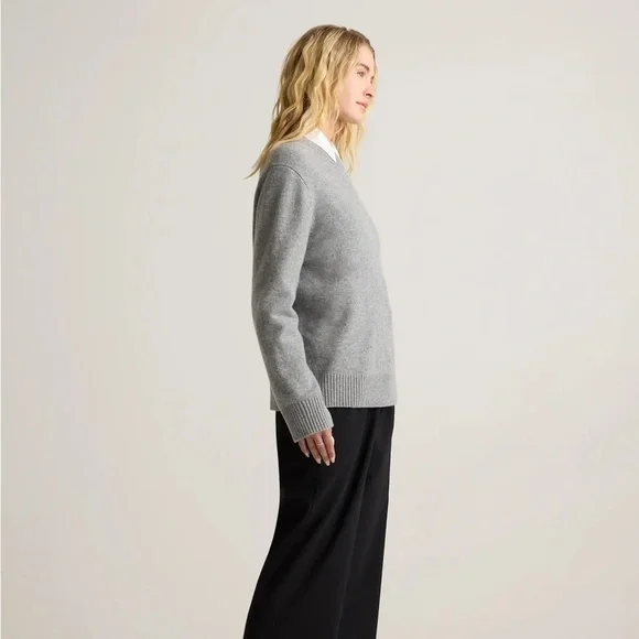 Quince Mongolian Cashmere Oversized Crewneck Heather Grey Sweater - Picture 7 of 12